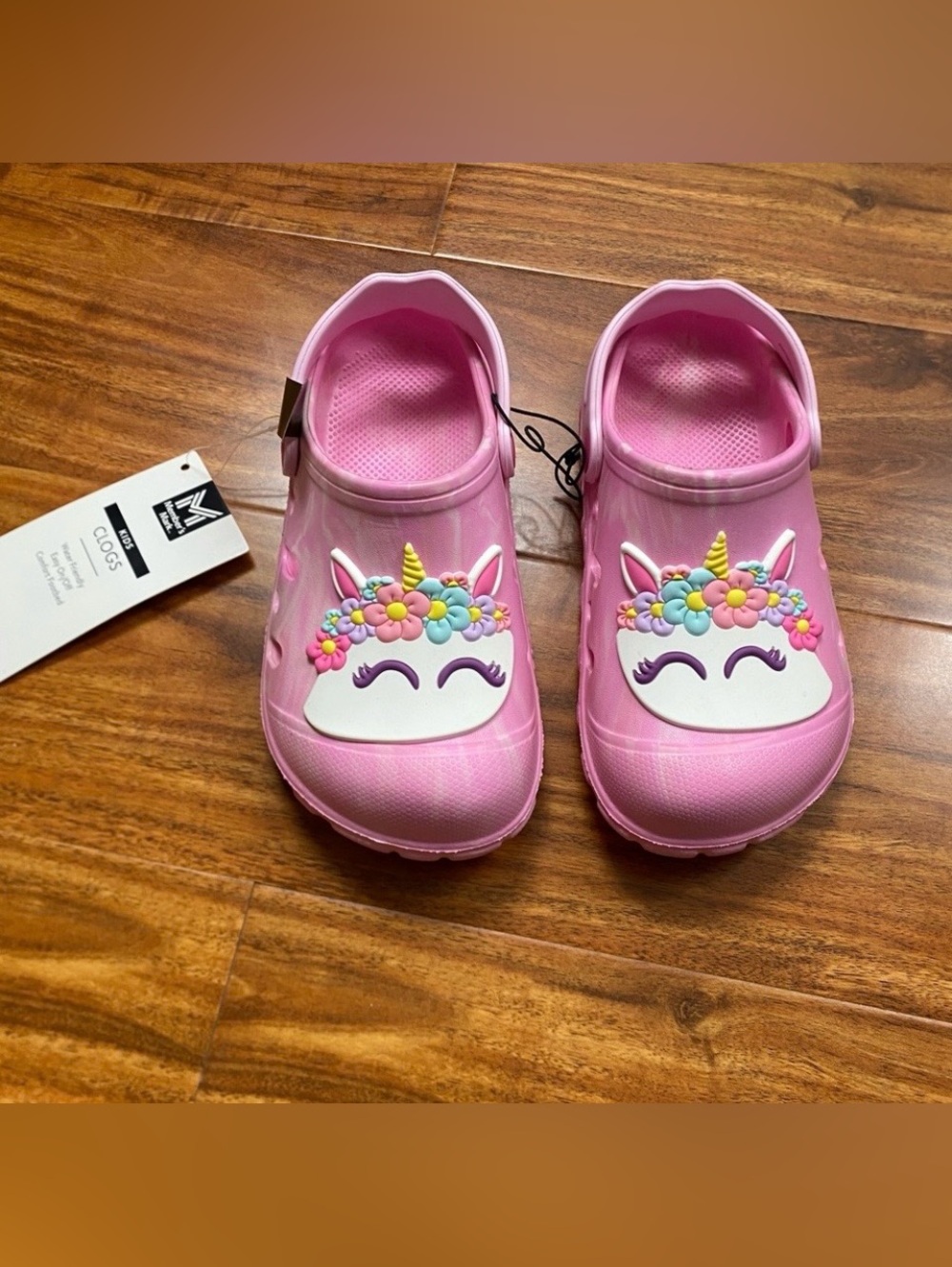 NWT New Members Mark Girls Pink Unicorn Rubber Clogs Size 13 Casual Girlhoodcore
